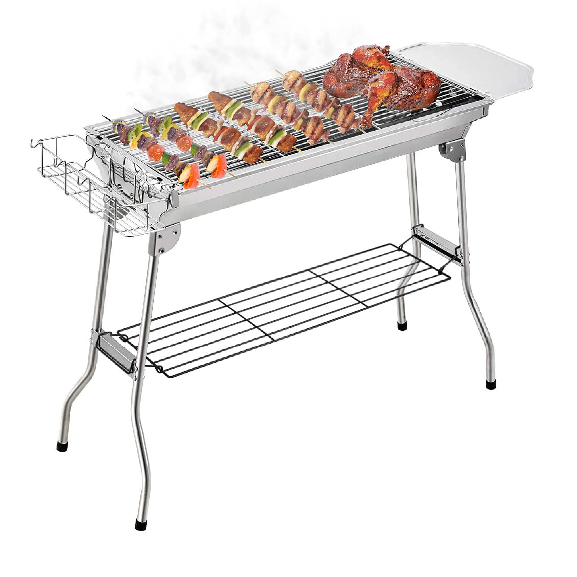 Fit4home Charcoal Barbecues - Portable Camping BBQ Grill for Travel Camping & Caravan, Small Stainless Steel Outdoor Barbecues & Smokers with Stand | CJ0007