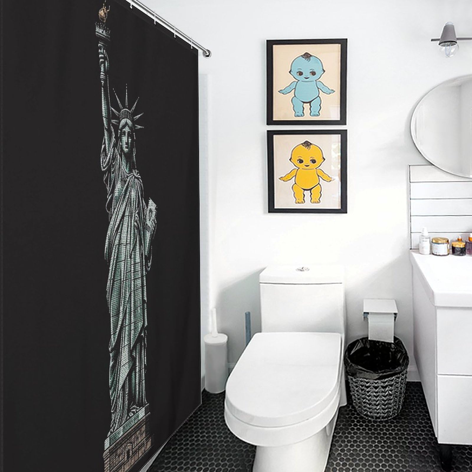 Rideau de douche Statue de la Liberté imperméable en tissu 183x183 cm