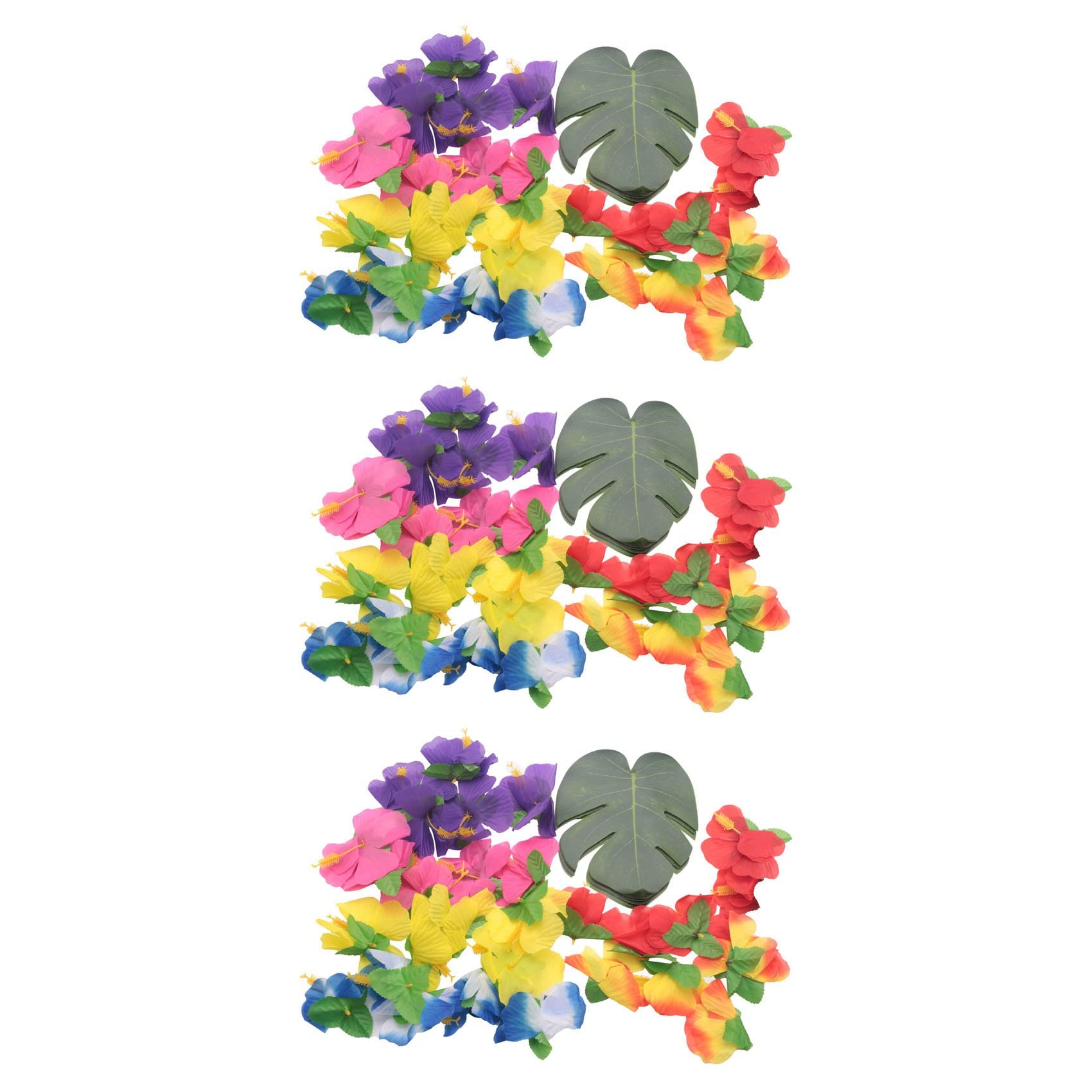 Hndhbfgrt 180 Pcs Tropical Party Decoration Supplies 8 Inch Tropical Palm Monstera Leaves and Hibiscus Flowers, Simulation Leaf