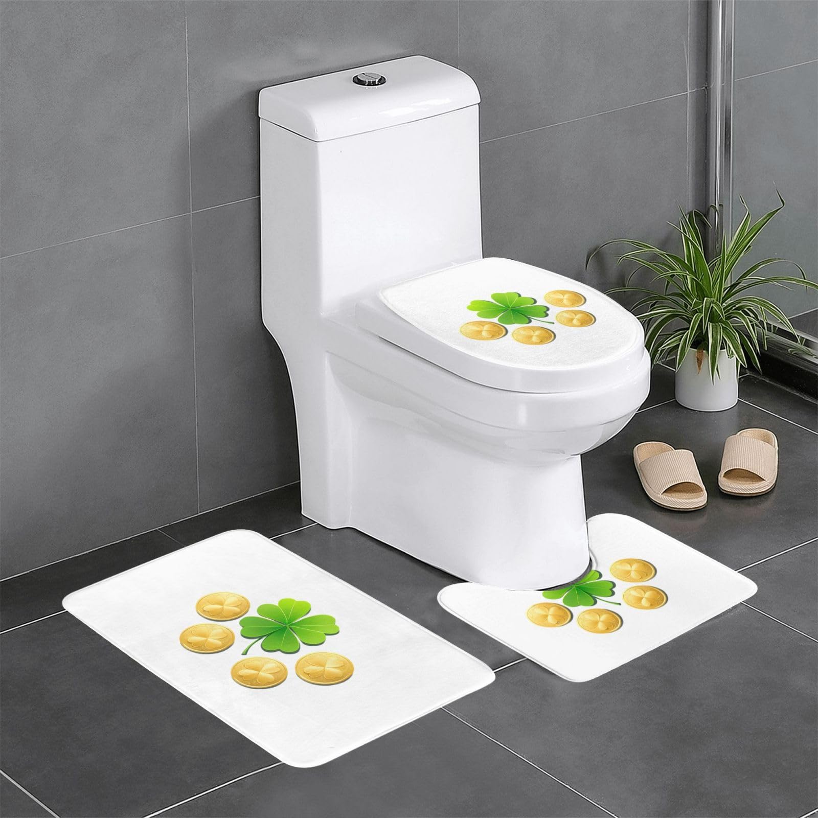 Tapis de salle de bain trèfle WHJSSF 3 pièces pour une douche moderne