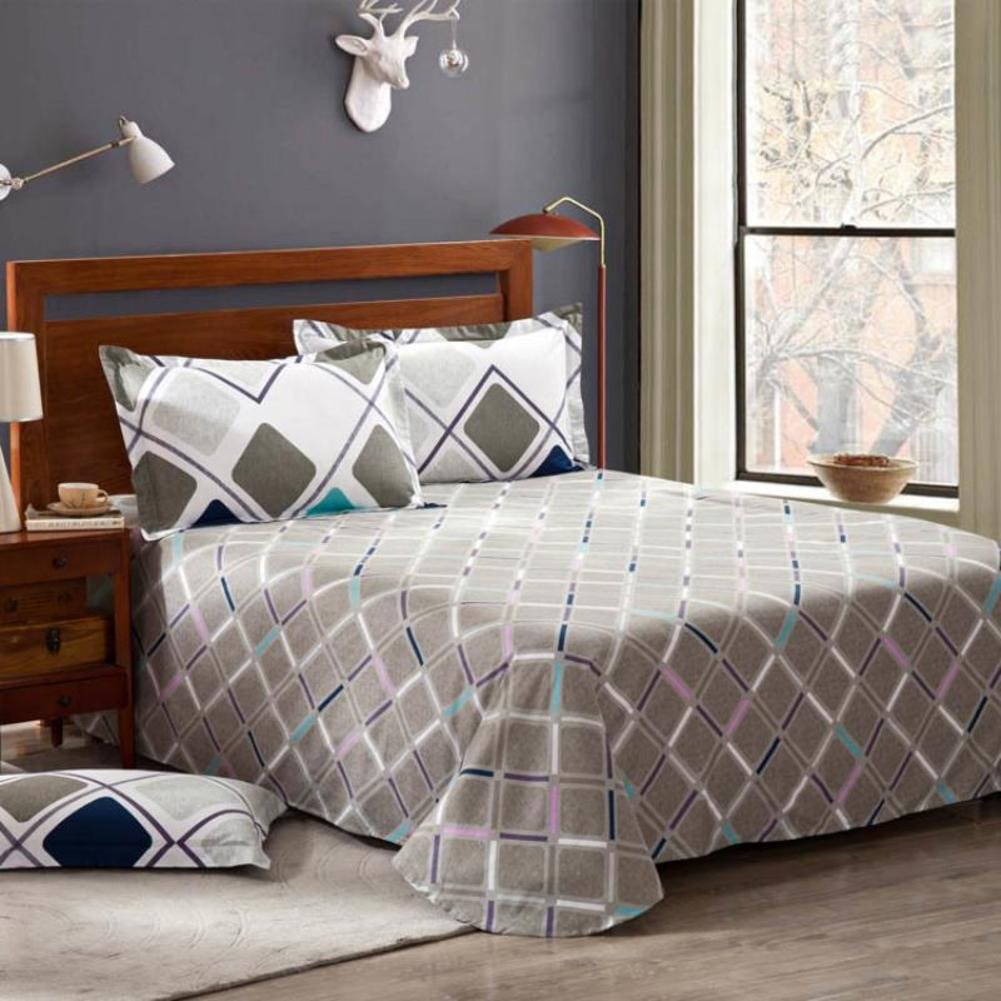 Drap coton sergé lin 230x250cm drap plat respirant pour lit simple