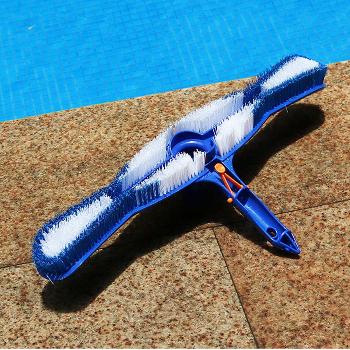 Brosse pour Piscine 20 Pouces en Plastique Aluminium Robuste | Brosse de Nettoyage, Bleu pour Sols et Parois, Ambiance Estivale, Raccord Stable