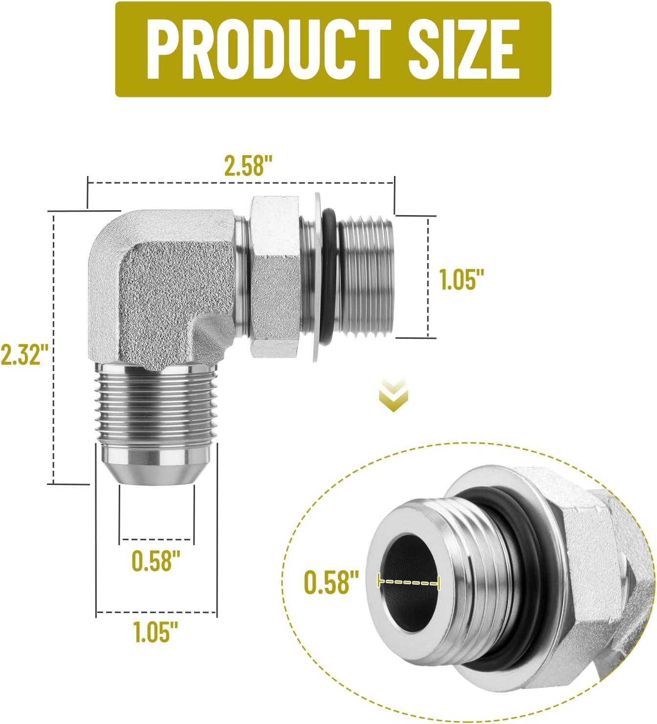 5 Pack 90 Degree Elbow Hydraulic Adapter Fittings: 3/4" JIC 37° Male x #12 SAE/ORB Male, Hydraulic End Connectors with Protection Cover - 6801-12-12
