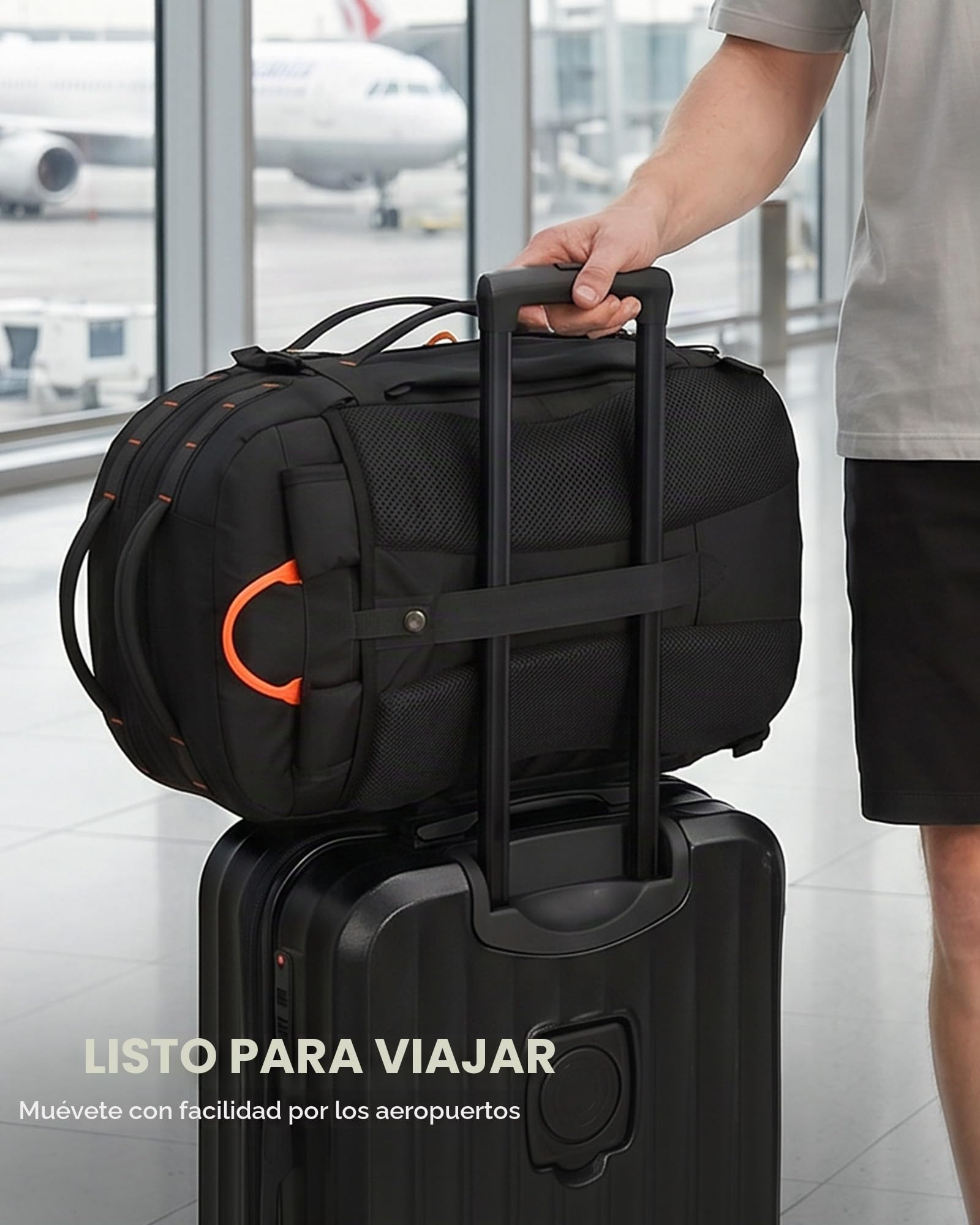 Tolaccea Mochila de Viaje 40L-50L Cabina Avión, Mochila Grande para Portátil 15,6", Impermeable para Hombre y Mujer, Trabajo y Excursión