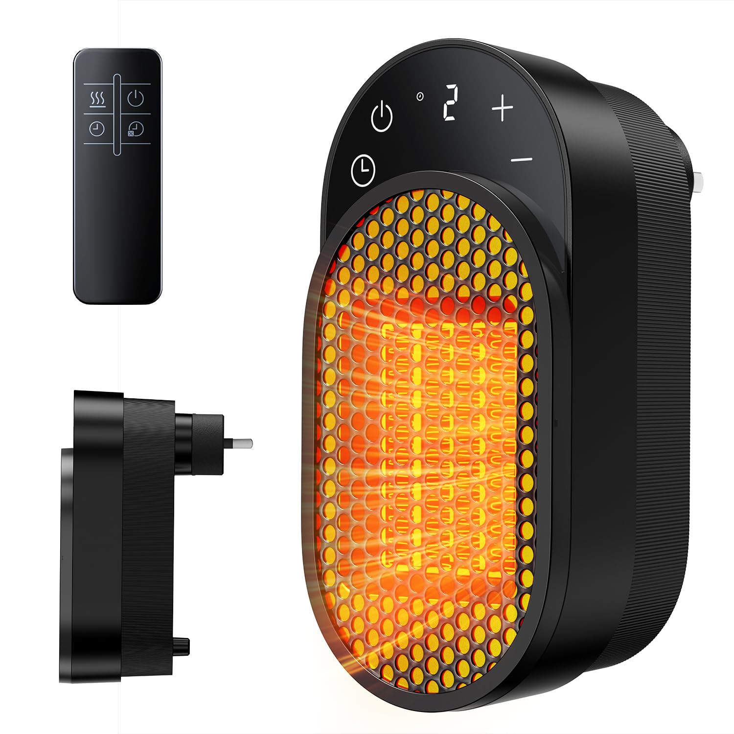 Wall Outlet Space Heater 450W Plug in Electric Heater with Adjustable Modes 12h Timer Led Display 3s Fast