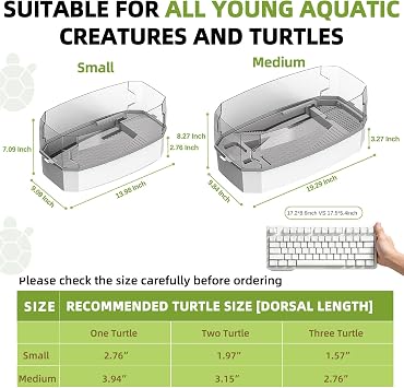 Turtle Tank Kit 3 Gal Escape-Proof with Basking Platform, Pump and Lid