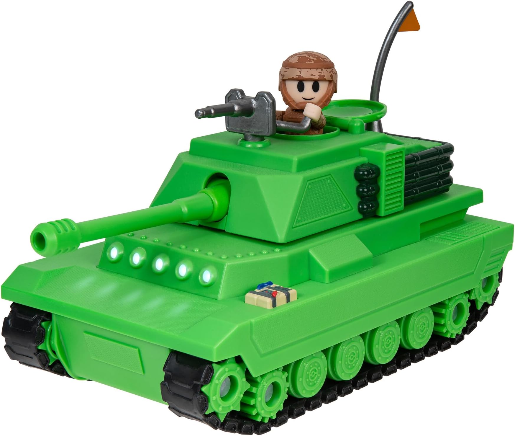 DEVSERIES Brookhaven Feature Tank 7.5-Inch Vehicle with Lights, Working Treads, Ejecting Turret, 2.75-Inch Figure, and Exclusive Virtual Item Code