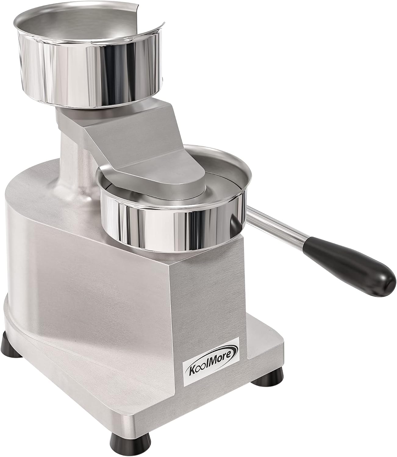 KoolMore Burger Press Patty Maker for 4” Hamburgers, Stainless-Steel Manual Forming Machine for Personal and Commercial Foods, Heavy Duty Processor, Includes Pattie Papers (CHM-4), Silver