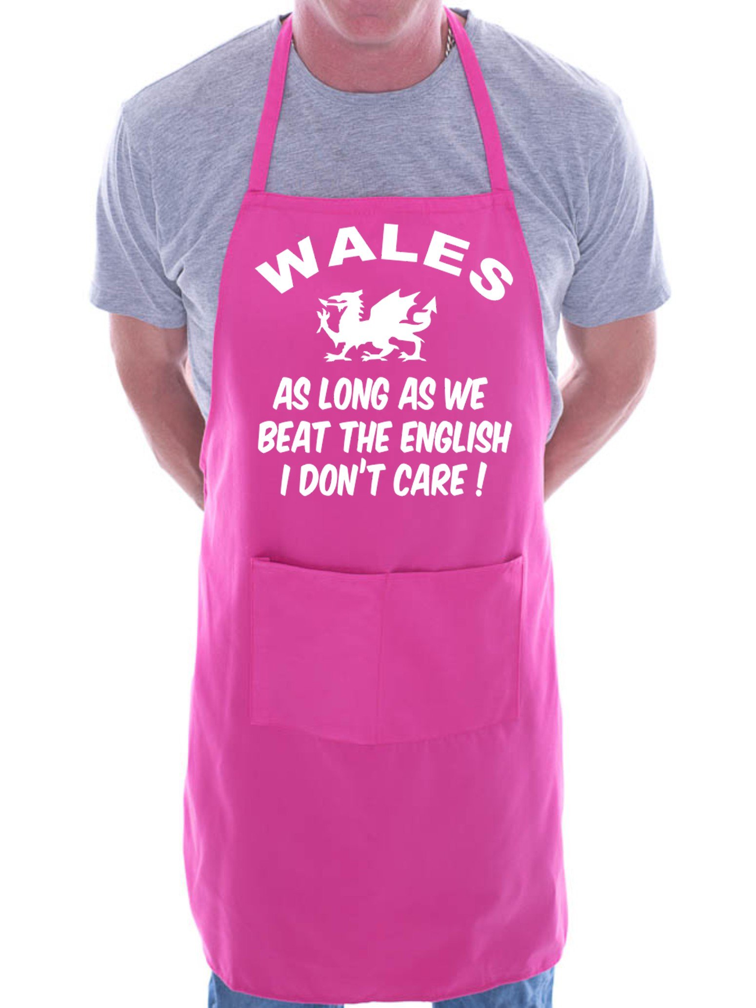 Print4u Men's Pink Welsh Rugby Beat The English Bbq Cooking Funny Novelty Apron