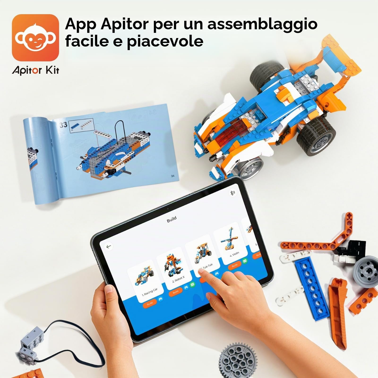 Apitor Robot X, Giocattoli robot STEM per bambini 8-12, giocattolo di codifica per ragazzi 8+ anni, giocattoli STEM, kit di costruzione robotica 12 in 1, kit scientifico per bambini, regali