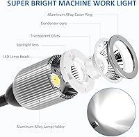Vista 3 de Luz de trabajo LED de máquina magnética de 10 W con cuello de cisne flexible y base magnética, 1000 lm, lámpara de herramienta de base magnética