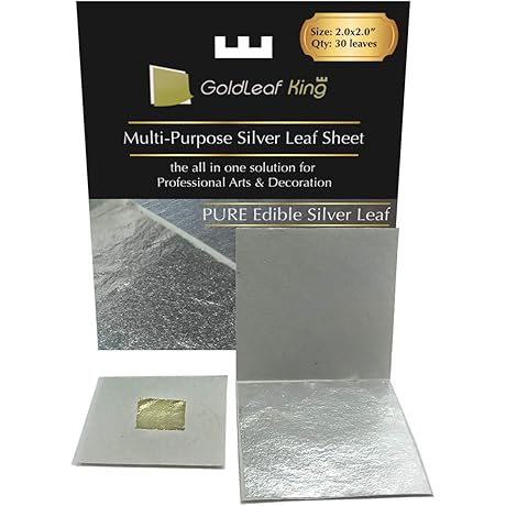 Genuine 24K Edible Pure Silver Leaf Sheets for Pastry and Cake Decoration