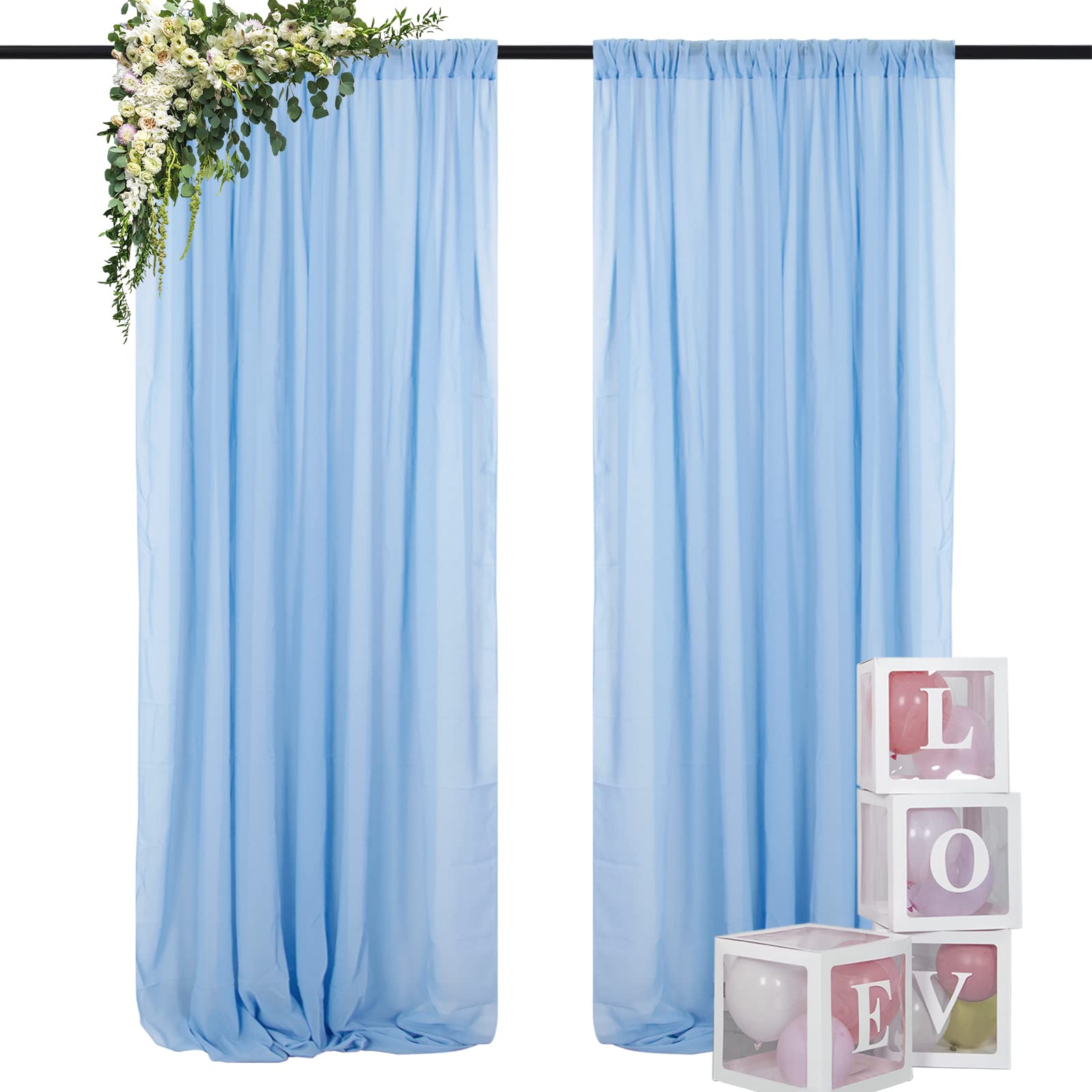 Chiffon Backdrop Curtain Long Baby Blue 