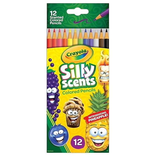 Crayola Silly Scents - Lápices de colores perfumados, regalo para niños, 12 ct, surtidos, 0.3 x 3.5 x 8.4 pulgadas