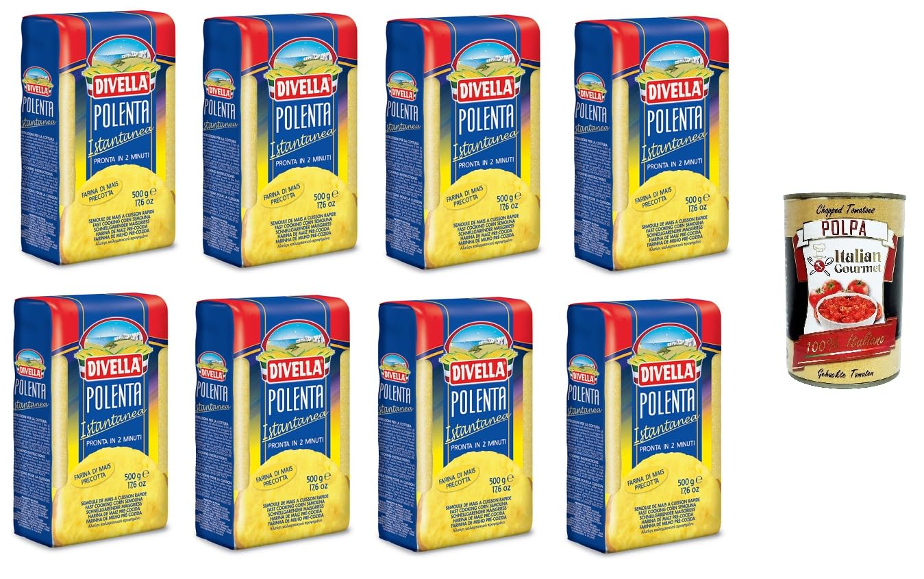 8x DIVELLA INSTANT POLENTA MEHL GR.500 + Italian Gourmet polpa 400g