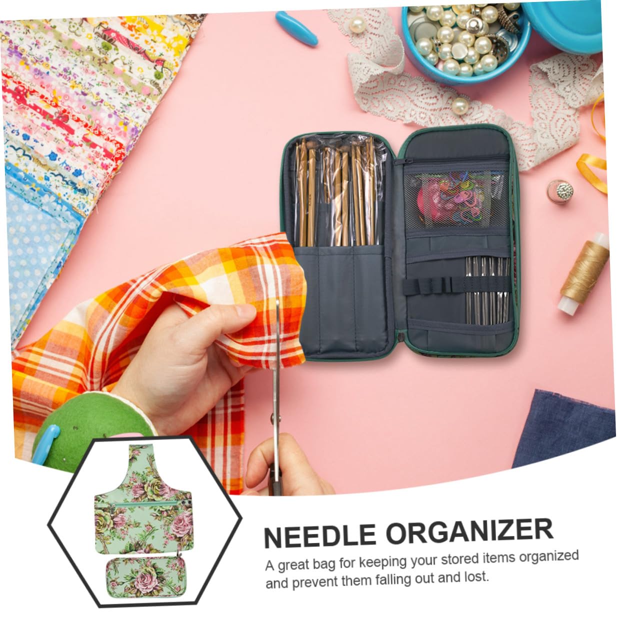 CORHAD Große Häkelorganizer Tasche aus Strapazierfähigem Material mit Reißverschluss Häkelnadel und Garnaufbewahrung für Strickprojekte Geschenk für Häklerinnen
