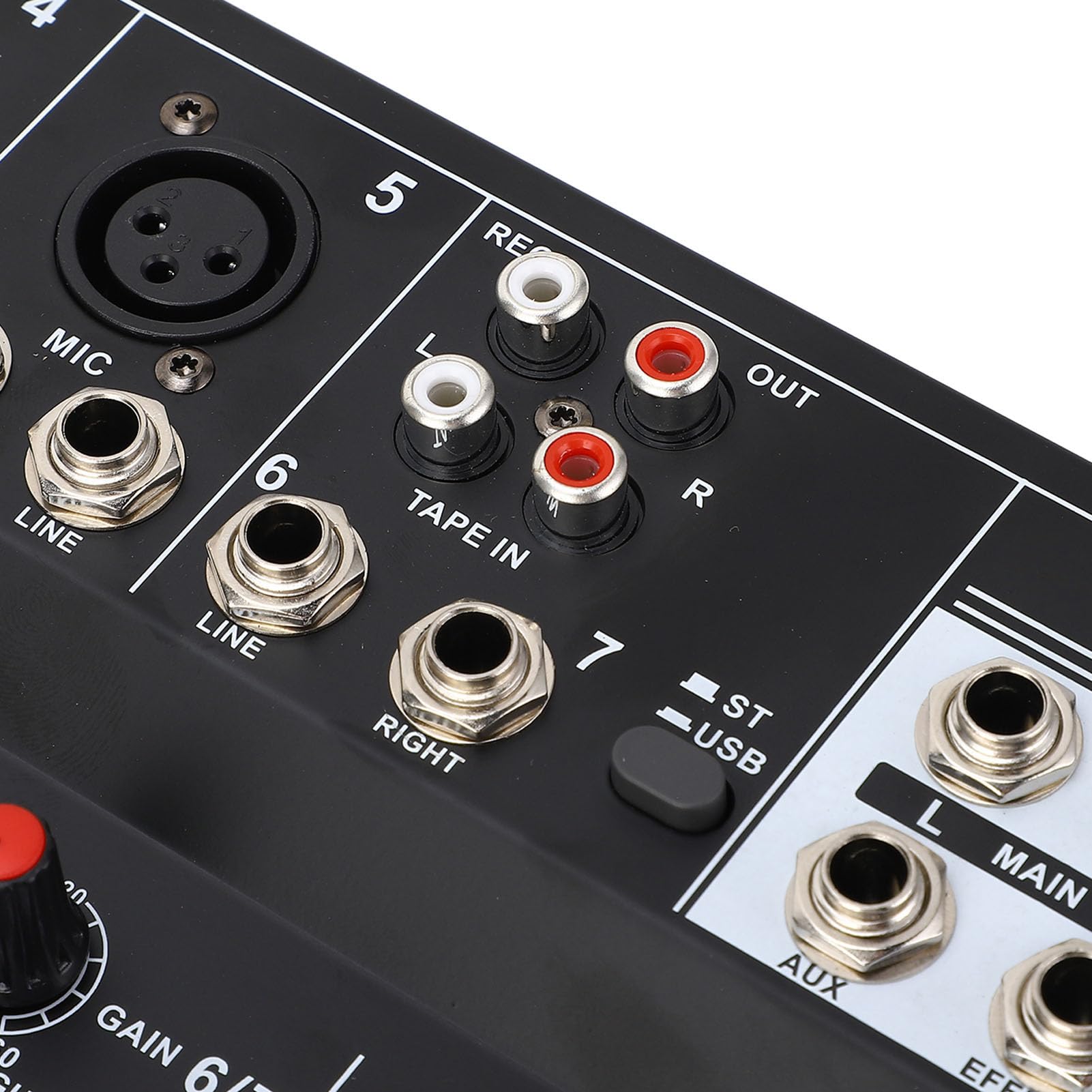 Mélangeur 7 Canaux avec Streaming sans Fil BT, Indicateurs LED, Alimentation Fantôme 48 V, Design Ultra Fin, Console de Mixage Sonore, Alimentation USB