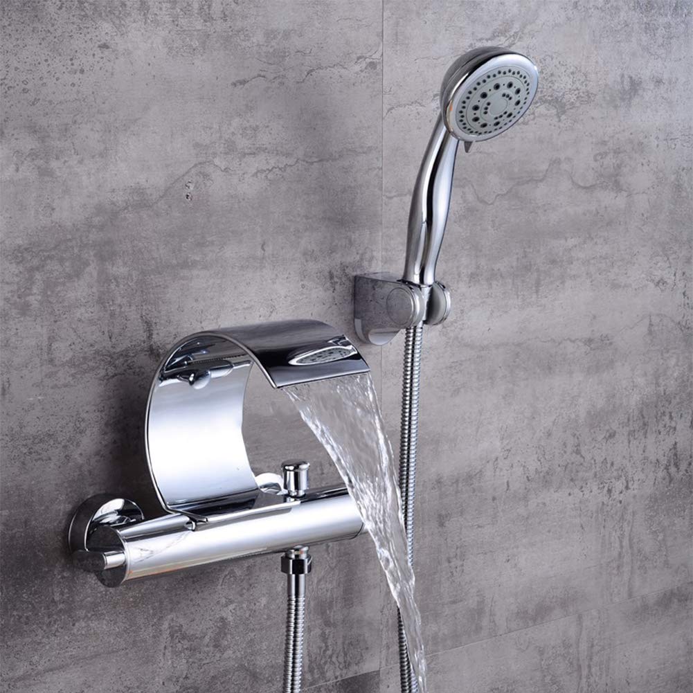 Grifo de Cobre Montado en la Pared para Baño - Cascada Caliente y Fría, Anticorrosivo - Para Ducha, Bañera, Lavabo - Adecuado para Baño, Cocina, Inodoro, Jardín (Juego Completo)