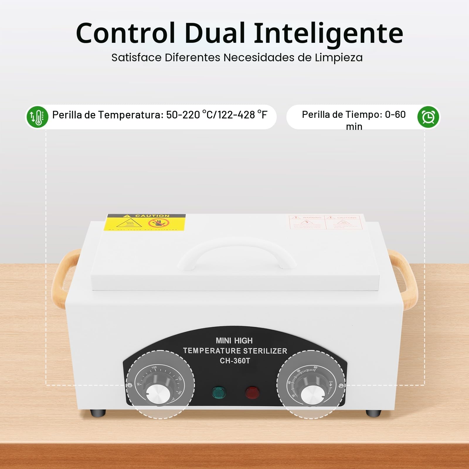 Esterilizador de Aire Caliente, Esterilizador de Material de Manicura de 300W 2L, Con Temporizador y Luz Indicadora, Autoclave de Esterilización, Para Desinfectar Tijeras, Pinzas, Toallas y