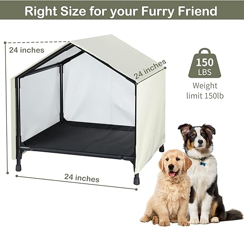 Miniatura 6 de Casa para perros para interiores y exteriores  Cama elevada para perros pequeños y medianos y gatos, cama elevada exterior para perros, tienda de