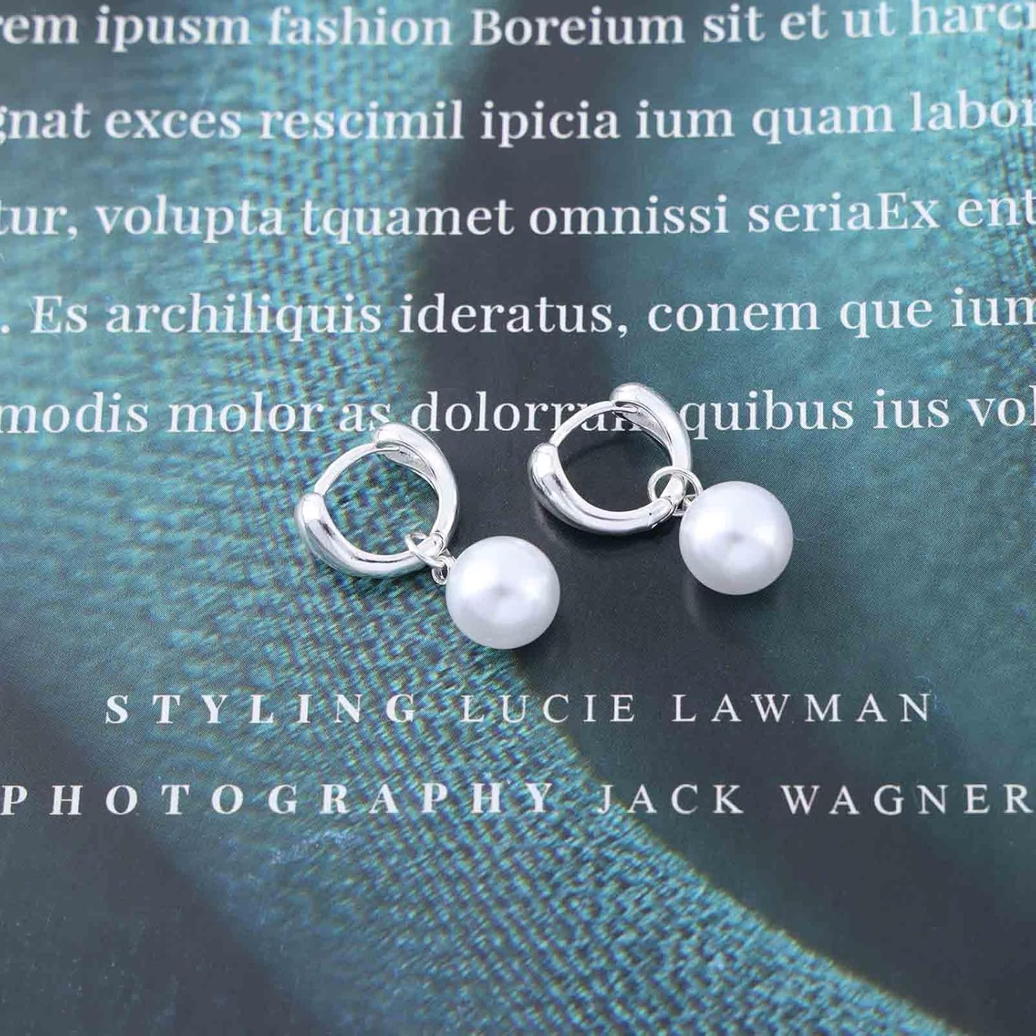 Andelaisi Boho Pearl Drop Hoop Earrings Silver Pearl Dangle Earrings Vintage Pearl Hoop Earrings Minimalist Pearl Round Earrings Jewelry for Women - Image 6