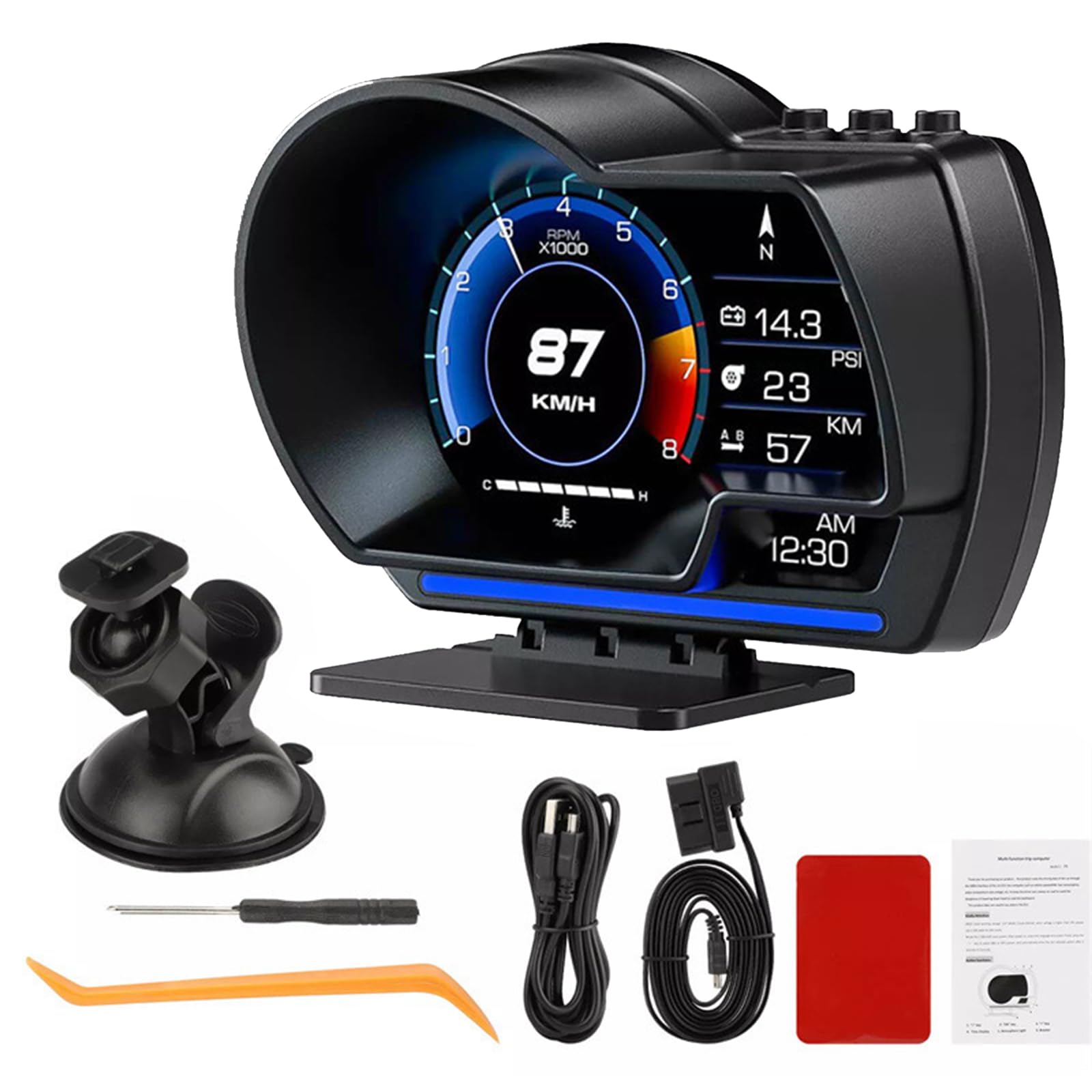 Head Up Display Per Auto, Tachimetro Digitale A Doppio Sistema OBD2+GPS Accessorio Per Auto Display OBD Per Auto Contagiri Strumento LCD Supporta Codici Di Errore Tachimetro Universale