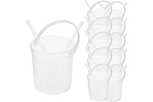10-Pack Plastic Rum Buckets: Reusable 32-Ounce Party Bowls with Straws