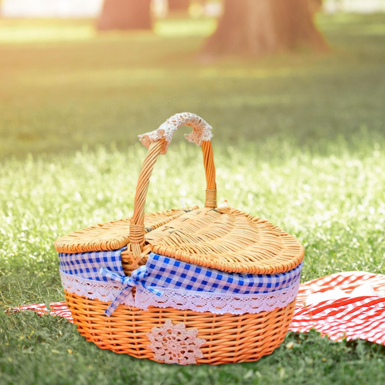 Amazon｜Jinhxofs 籐製ピクニックバスケット、収納用かご