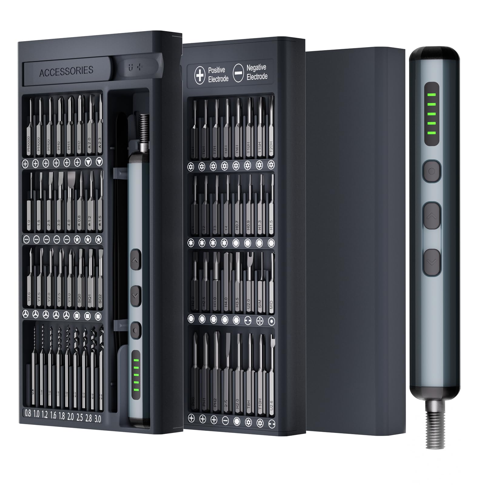 Mini destornillador eléctrico, juego de destornilladores de precisión de 4,2 V, destornilladores inalámbricos, recargables, 76 en 1, kit de herramientas técnicas de reparación de brocas magnéticas