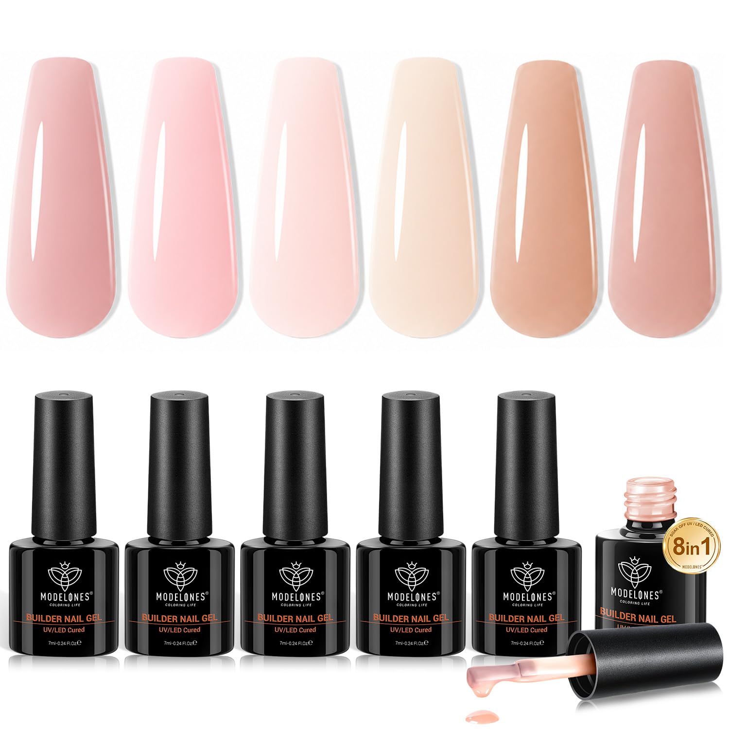 Modelones Builder Nail Gel - 6 Colors -13 Modelones Builder Nail Gel - 6 Colors -13