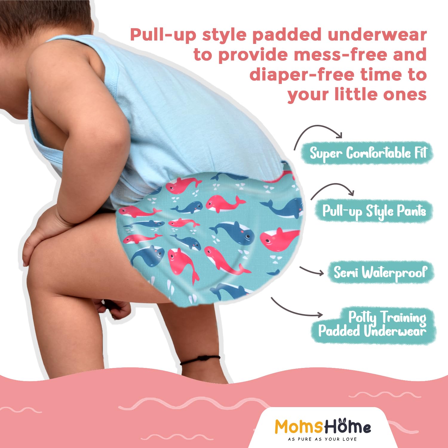 MOM'S HOME 100% Cotton Unisex Baby Padded Underwear | Bee & Fish | Pack of 2 (2-3 Years) 3