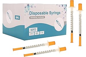 U-100 Disposable Syringe with Measurement and Comfort Tip 31G 1ml 5/16" (8mm) Needle 100Ct Box