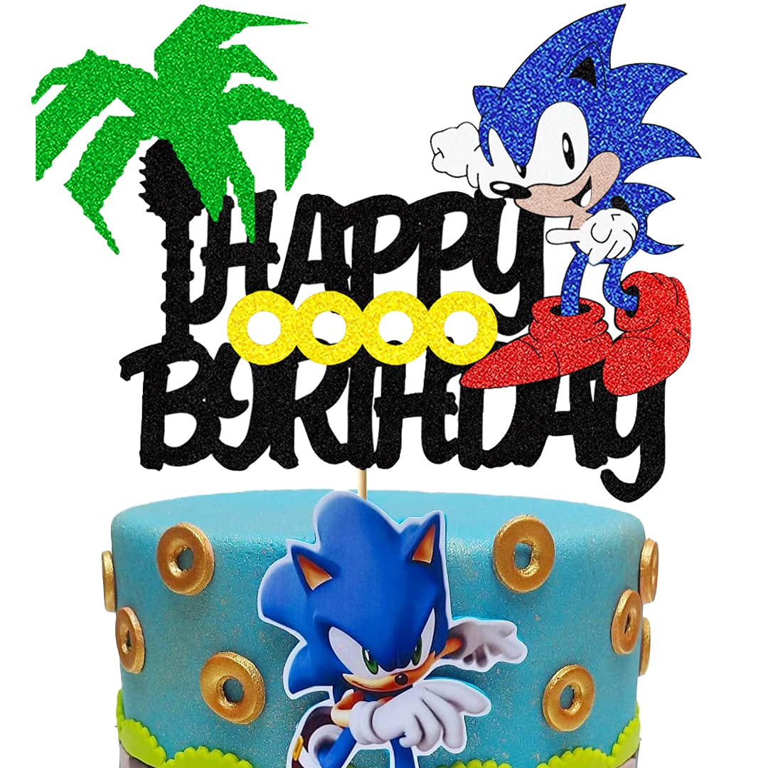 Buy Blue Hedgehog Happy Birthday Cake Topper, Sonic Birthday Party Cake