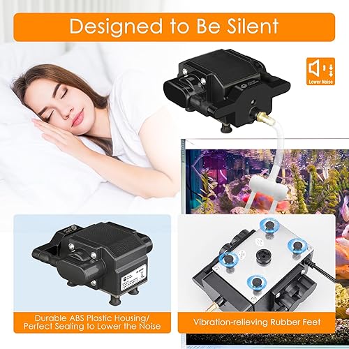 Miniatura 2 de AquaMiracle Bomba de aire silenciosa para tanque de peces de 6/8/16W, bomba de aire de acuario de alta presión, bomba de aire para acuario, bomba