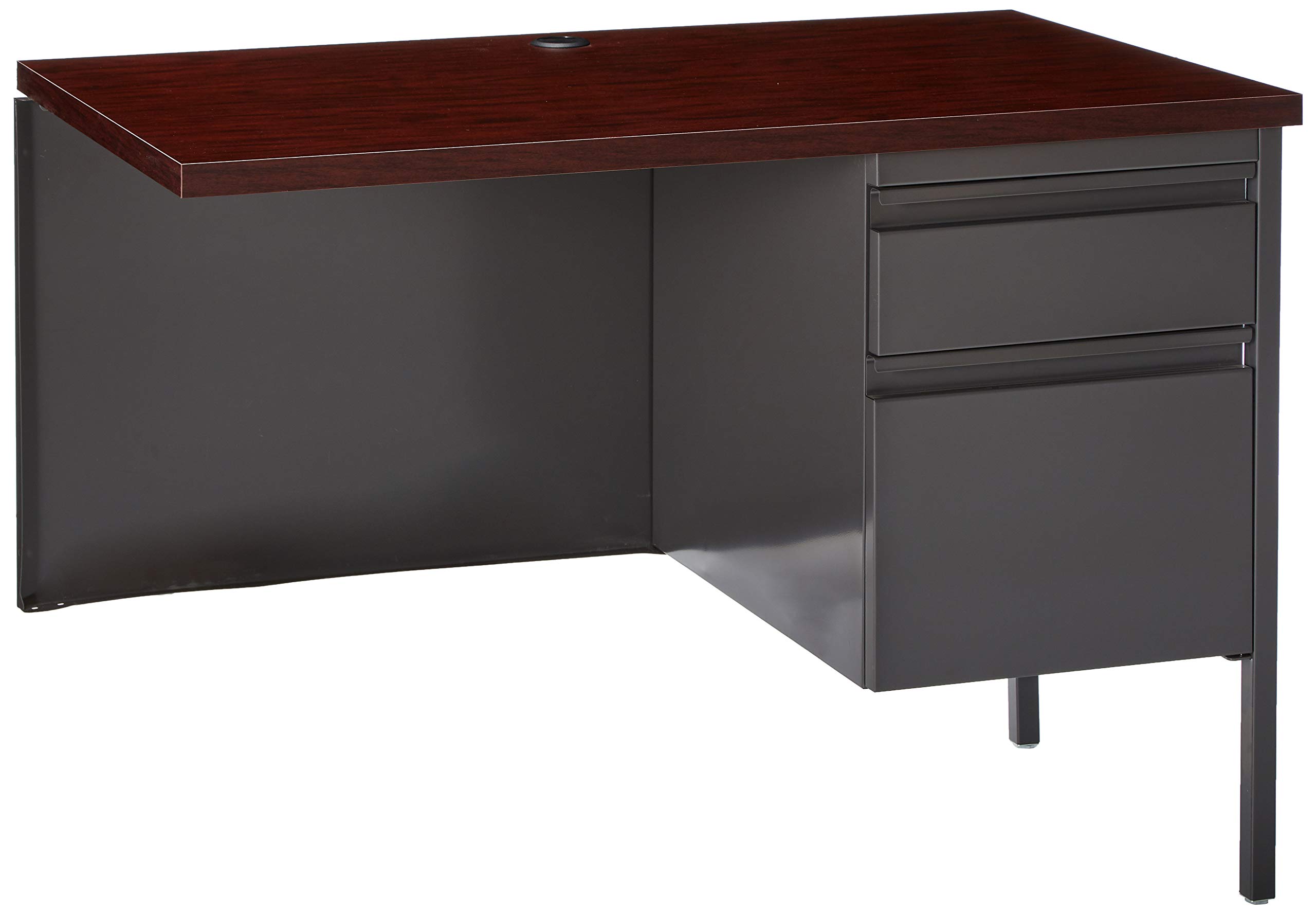 Condition photo showing As Is for lorell single right pedestal desk, 42 by 24 by 29-1/2-inch, mahogany