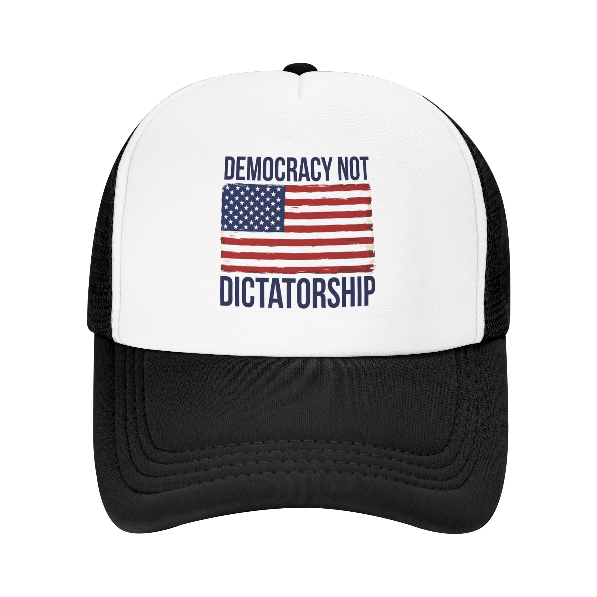 Democracy Not Dictatorship Trucker Hat Save Democracy Baseball Cap Mesh Back Adjustable Hats for Kids - Black