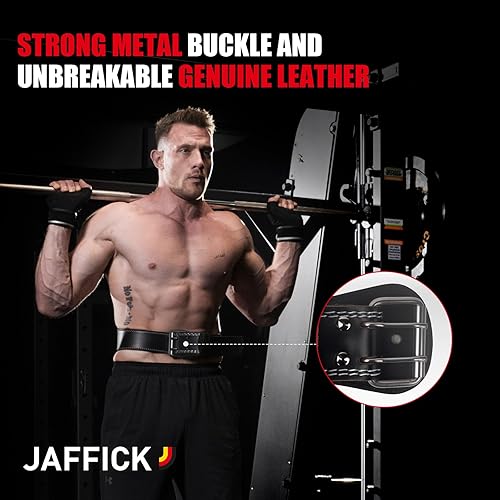 Miniatura 6 de Cinturón de levantamiento de pesas de cuero genuino para hombres, cinturón de pesas para gimnasio, soporte lumbar para espalda, levantamiento de