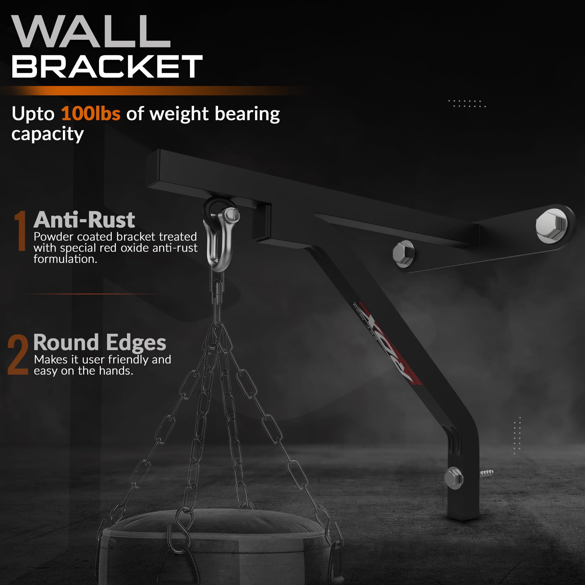 RDX Boxeo Pared Soporte De Fijaciones para Soporte Colgante de Acero con grillete en D, Percha De Hierro Resistente De Calibre 16 hasta 100 Libras, Entrenamiento de Boxeo, MMA, Muay Thai y Puñetazos