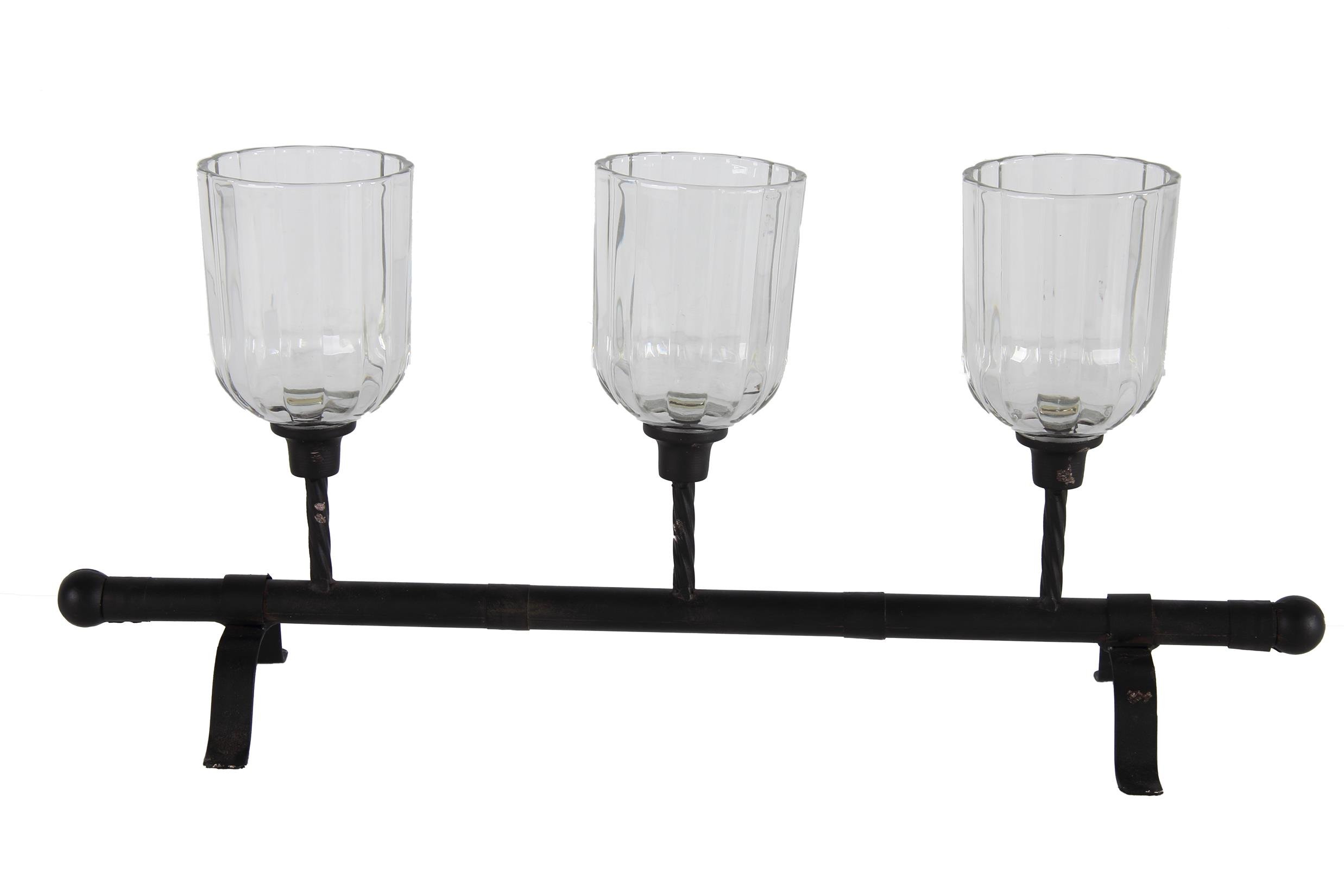 A&B Home Metal/Glass Candle Holder, 21.3 by 5 by 9.5-Inch