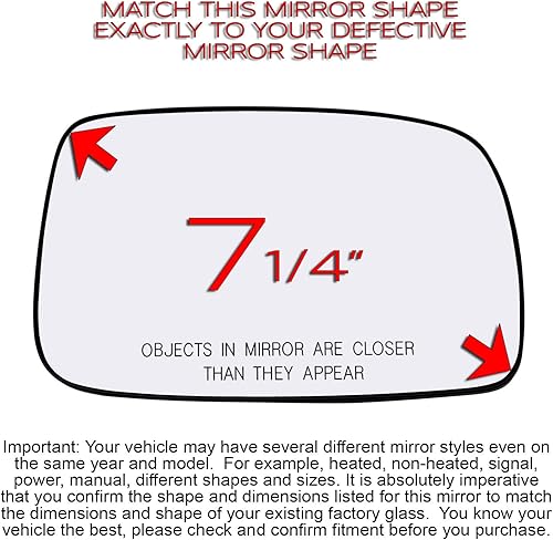 Miniatura 4 de Montaje de cristal del espejo lateral del pasajero con placa de respaldo de plástico calentada compatible con Toyota Camry 2007-2012