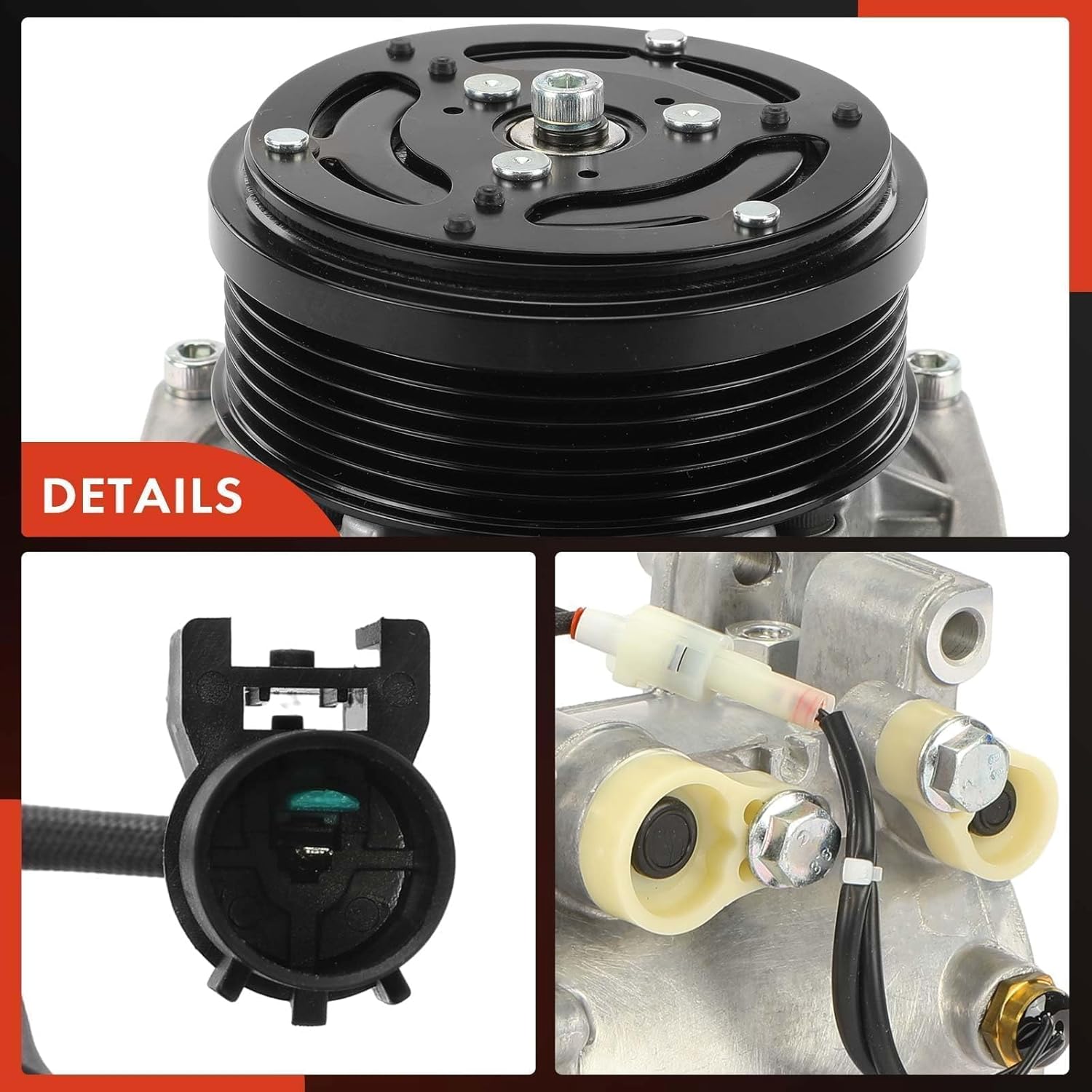A-Premium A/C Compressor with Clutch Compatible with Mitsubishi Eclipse 3.8L 2006-2010, Eclipse 2012, Galant 3.8L 2004-2009, Endeavor 2004-2008/2010-2011, with 6-Groove Pulley