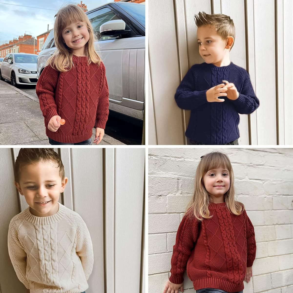 Curipeer Baby Boys' Girls' Cable Knit Sweater Long Sleeve Solid Pullover Toddler Crew Neck Fall - Image 2