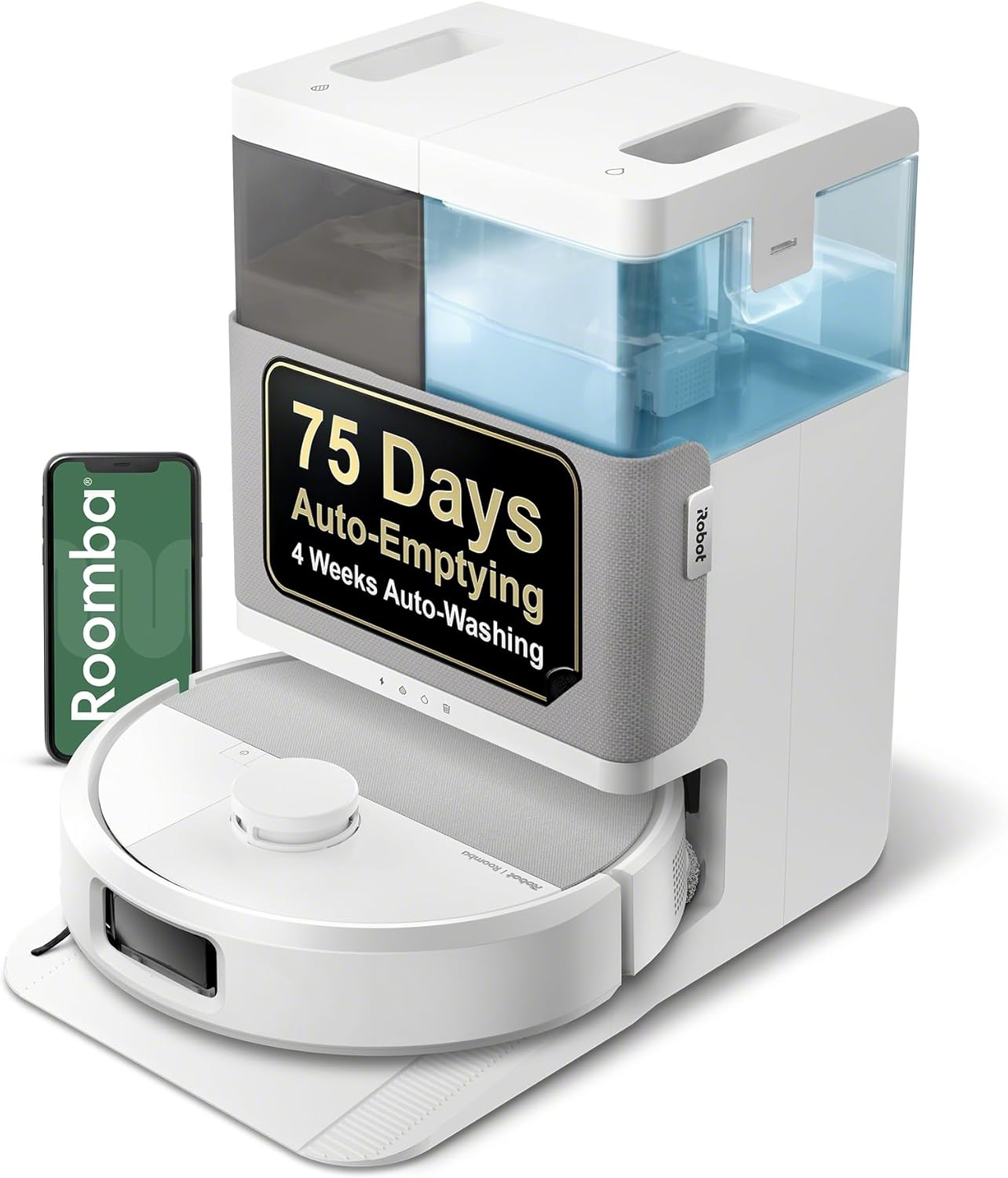 iRobot Roomba Plus 505 Combo Robot Vacuum & Mop with AutoWash Dock - Extending Spinning Mop Pads, Self-Empties, Pad Wash & Heated Drying, Self-cleaning, Recognizes & Avoids Obstacles, LiDAR Navigation White - Image 1 of 10