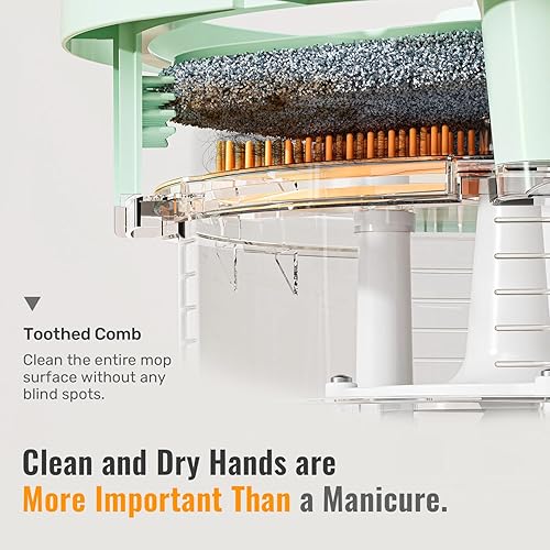 Miniatura 7 de Juego de trapeador giratorio y cubo, cubo interior desmontable con sistema de agua sucia separado, trapeadores de limpieza profunda para limpieza de