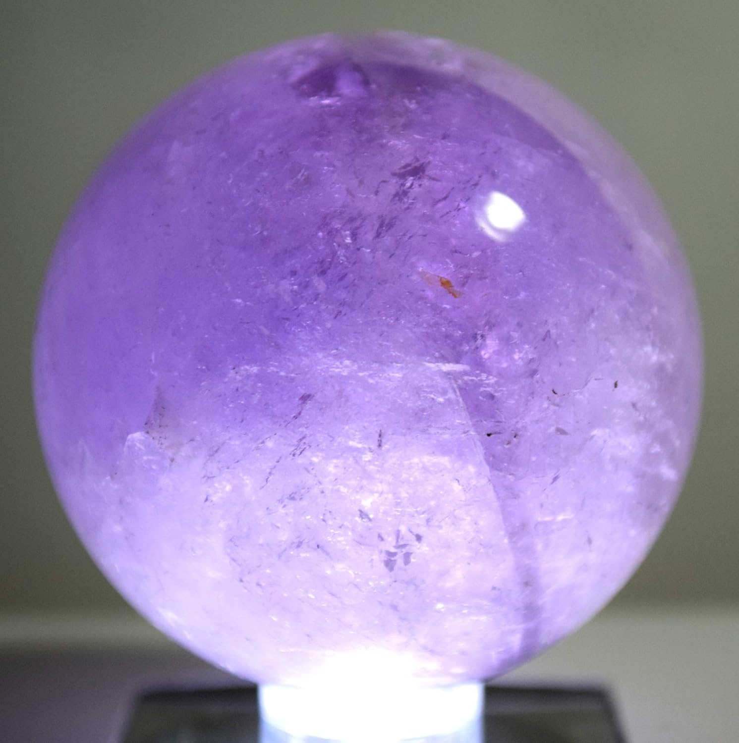 HQRP 48mm 160g Rainbow Sparkling Purple Amethyst Sphere Polished Natural Translucent Gemstone Quartz Crystal Mineral Ball - China + Stand