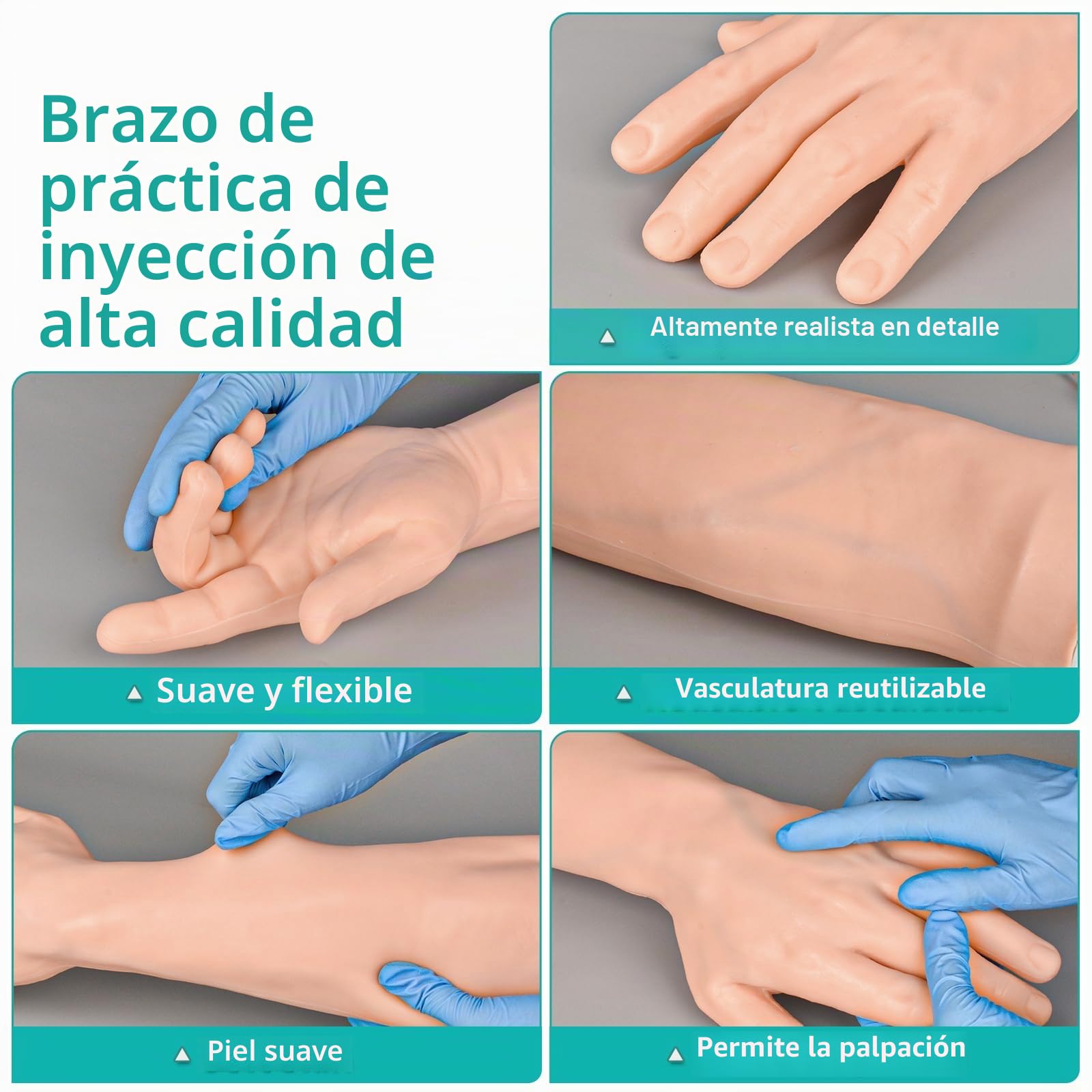Kit de Brazo de Práctica Intravenosa con 30 Puntos de Inyección para Estudiantes de Enfermería, Kit de Práctica de Flebotomía sin Látex con Rstuche Portátil (Solo para uso Educativo)
