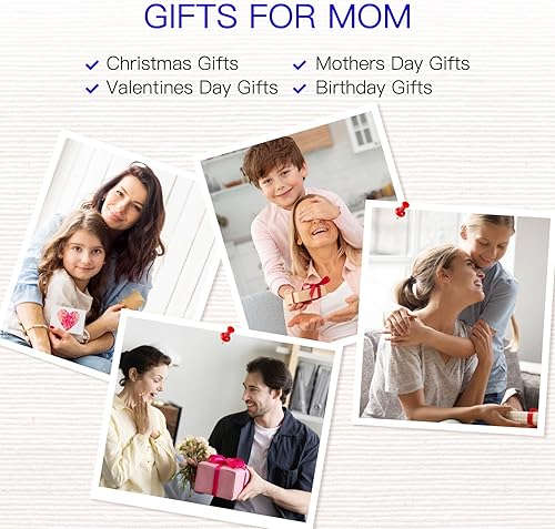 Miniatura 7 de Collar de rosa real azul preservada con texto en inglés I Love You Mom en 100 idiomas flores eternas encantadas regalos para mamá de hija e hijo día