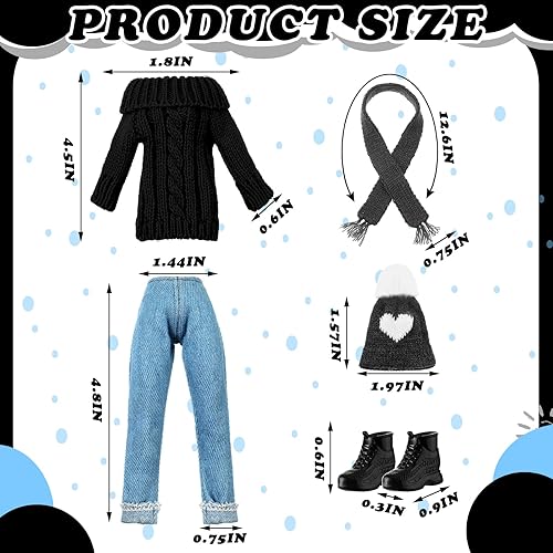 Miniatura 10 de Geyoga Ropa de muñeca de 11.5 pulgadas, accesorios de muñeca para niña, conjunto de suéter de primavera, incluye ropa de punto, pantalones de