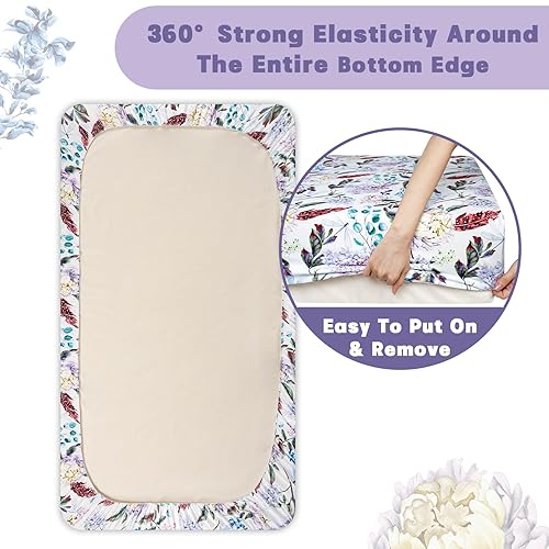 Miniatura 35 de Sábanas de cuna para niña y niño, sábana bajera ajustable para colchones estándar de cuna y de niño pequeño, ultra suaves y transpirables, sábanas