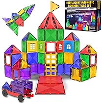 Gioco di Blocchi di Costruzione Magnetici – Blocchi Magnetici Educativi STEM per Bambini, Apprendimento Prescolare Sensoriale Montessori Giocattoli Magnetici per Bambini e Bambine 3+ Anni – 57 Pezzi